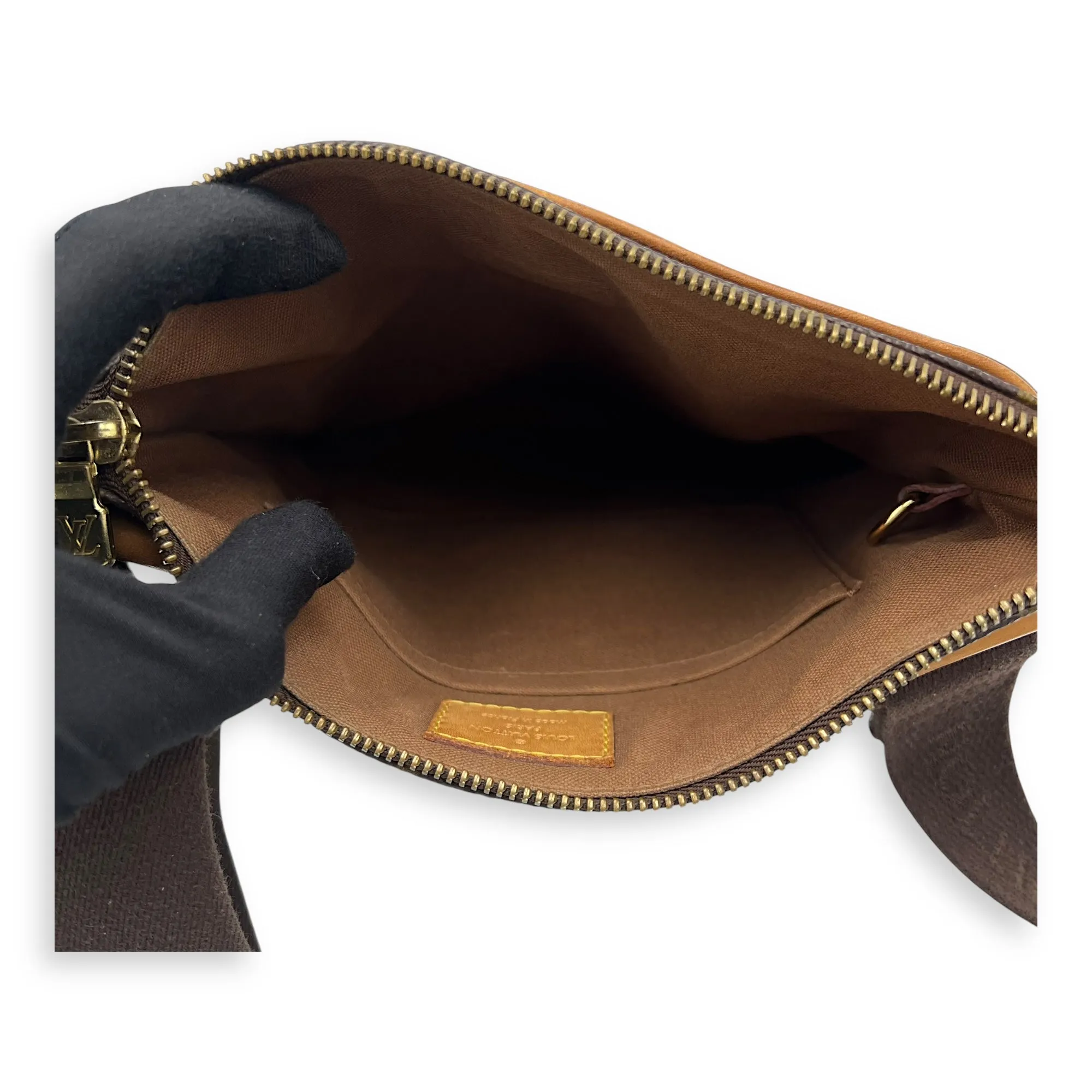 Valmy Messenger Brown in Monogram Coated Canvas, Gold hardware