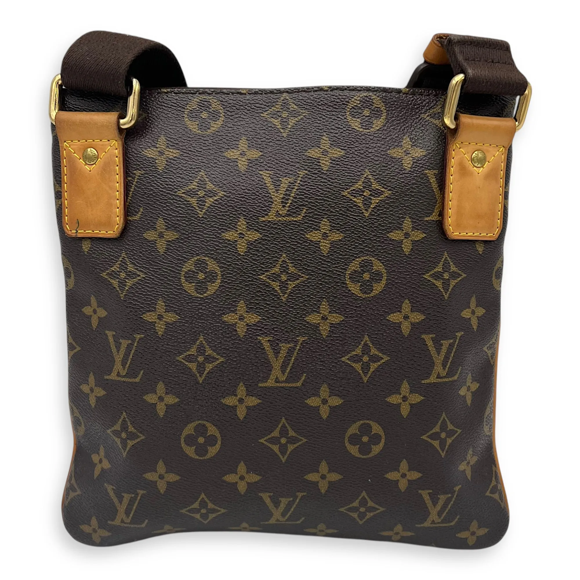 Valmy Messenger Brown in Monogram Coated Canvas, Gold hardware