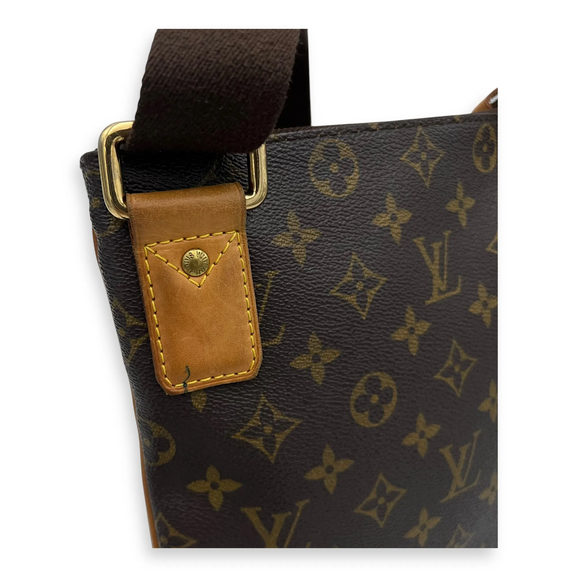 Valmy Messenger Brown in Monogram Coated Canvas, Gold hardware