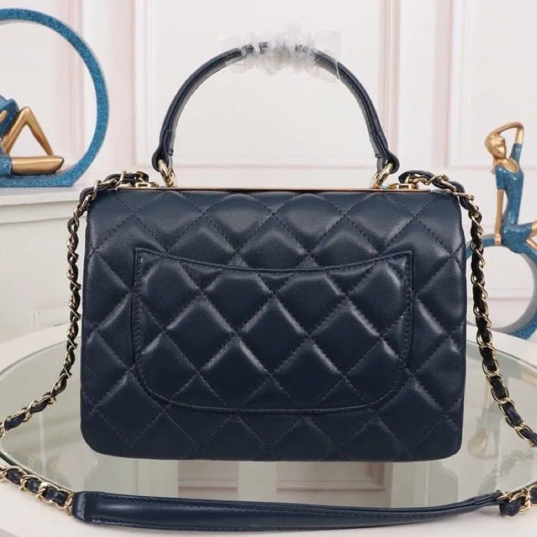 VELORA - Flap Bag With Top Handle Dark Blue