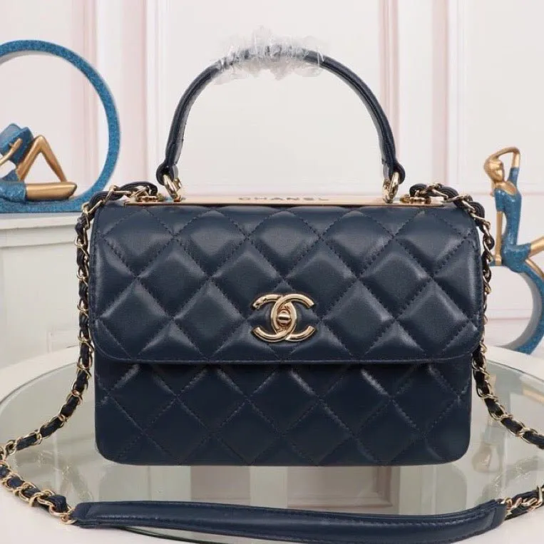 VELORA - Flap Bag With Top Handle Dark Blue