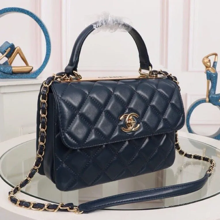 VELORA - Flap Bag With Top Handle Dark Blue