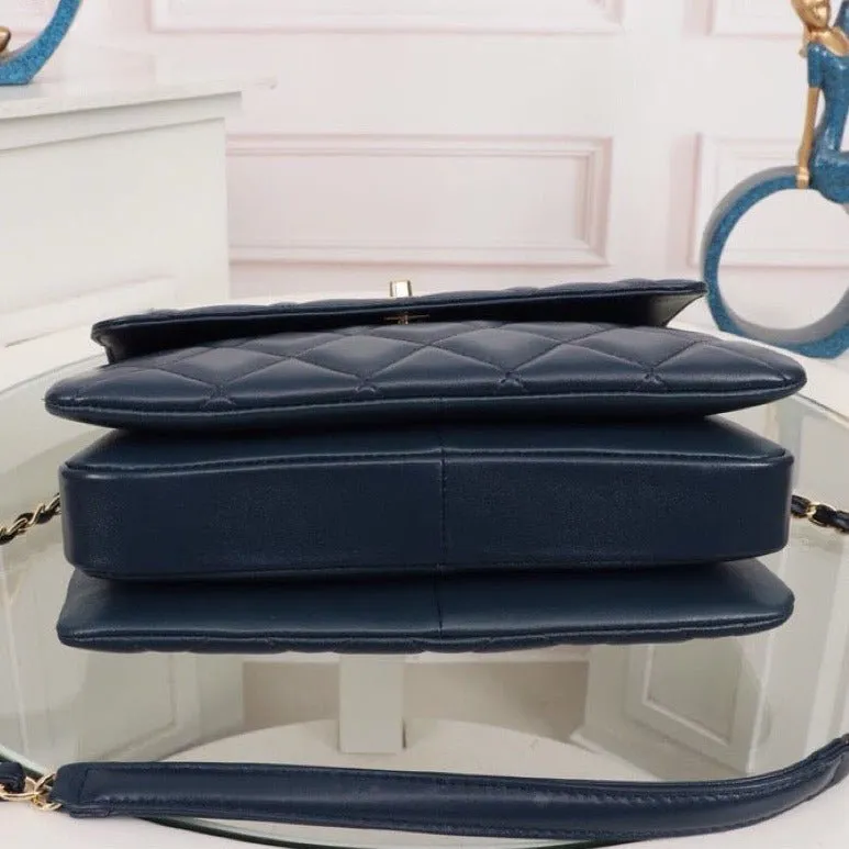 VELORA - Flap Bag With Top Handle Dark Blue