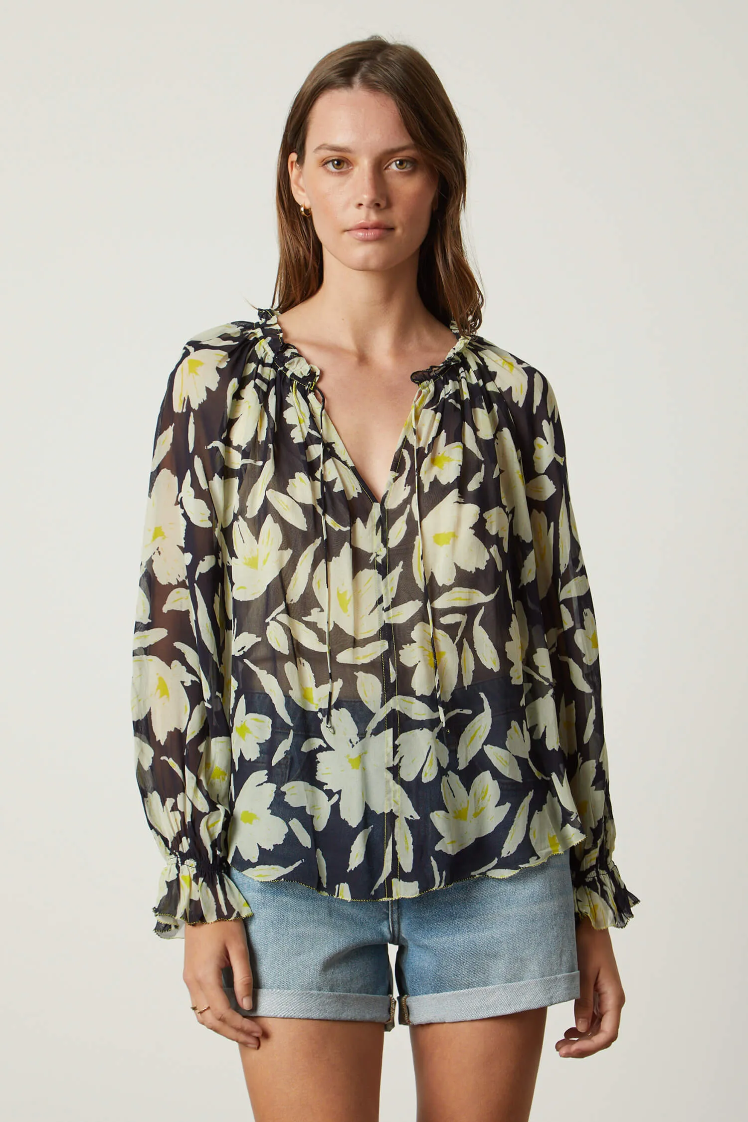 Velvet - Miley L/S Boho Top in Lotus