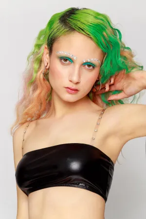 Vinyl Crop Top With Diamante Straps