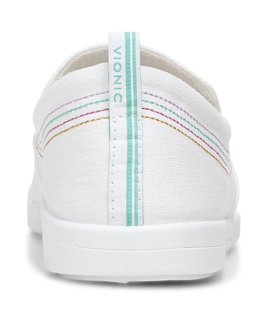 Vionic Women's Marshall White Canvas Slip On Orthotic Sneaker Shoes