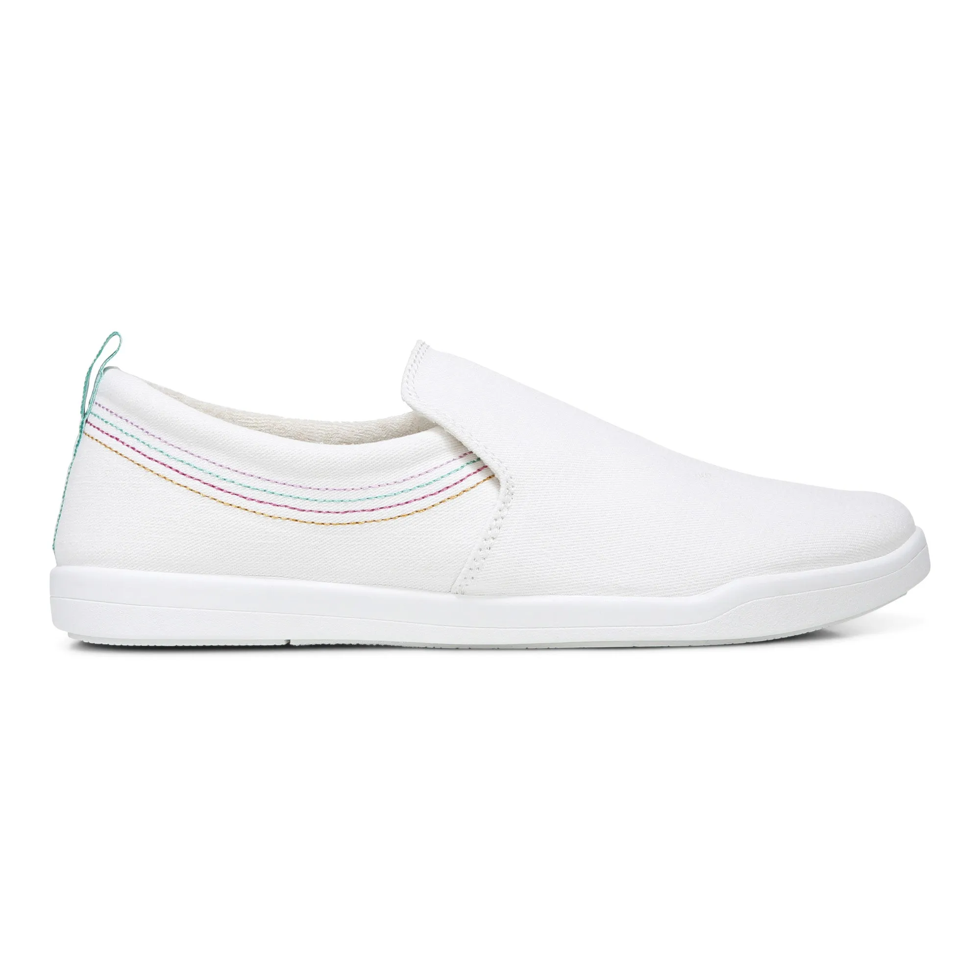 Vionic Women's Marshall White Canvas Slip On Orthotic Sneaker Shoes