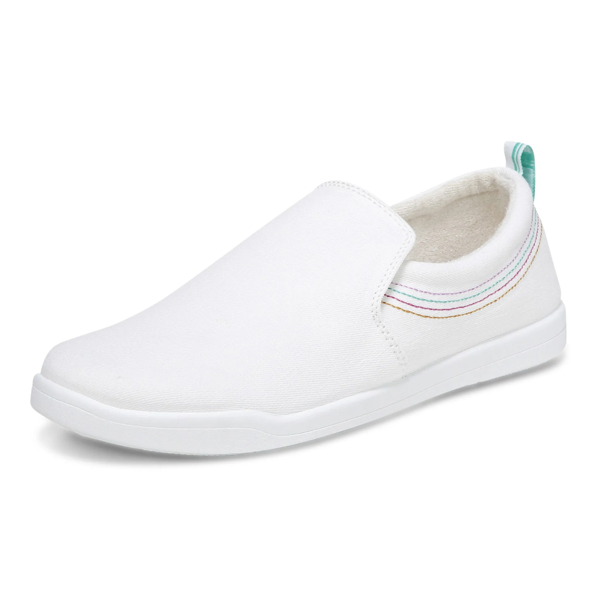Vionic Women's Marshall White Canvas Slip On Orthotic Sneaker Shoes