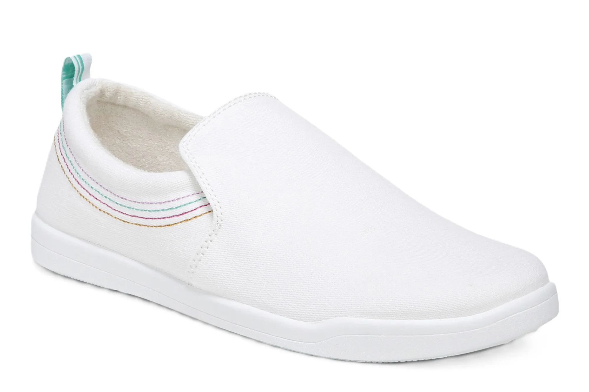 Vionic Women's Marshall White Canvas Slip On Orthotic Sneaker Shoes