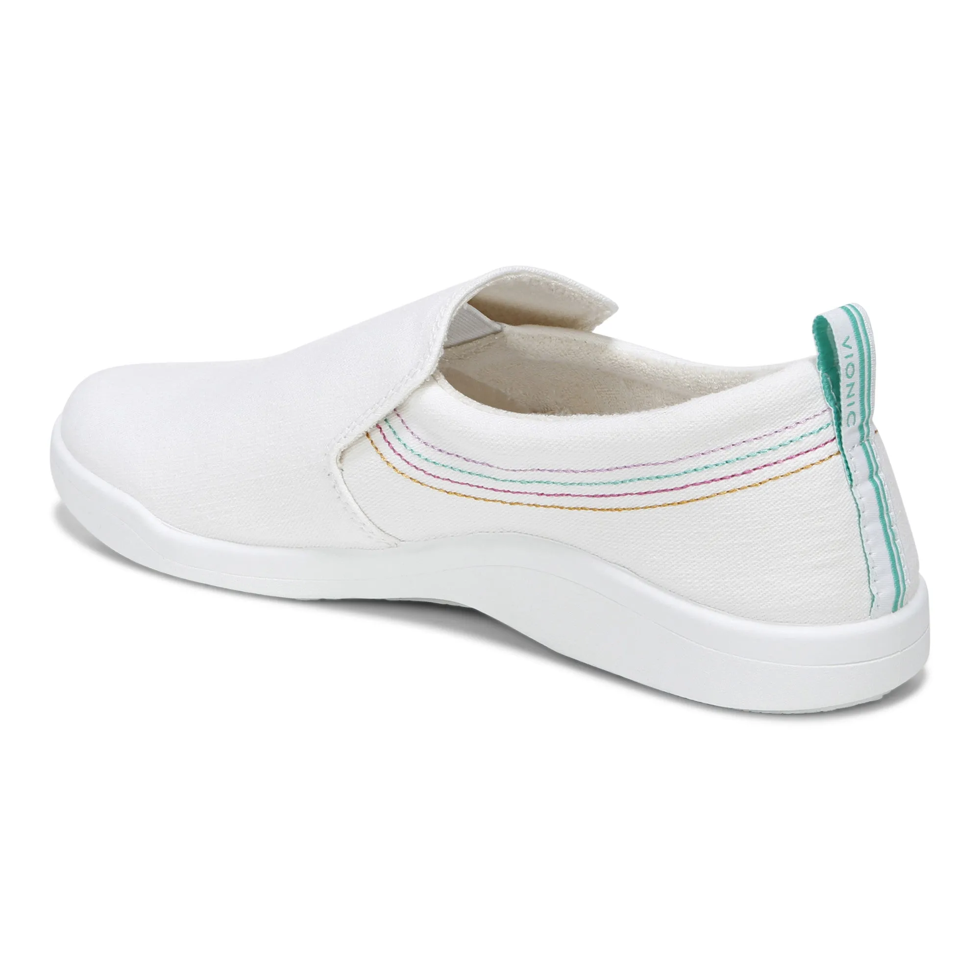 Vionic Women's Marshall White Canvas Slip On Orthotic Sneaker Shoes