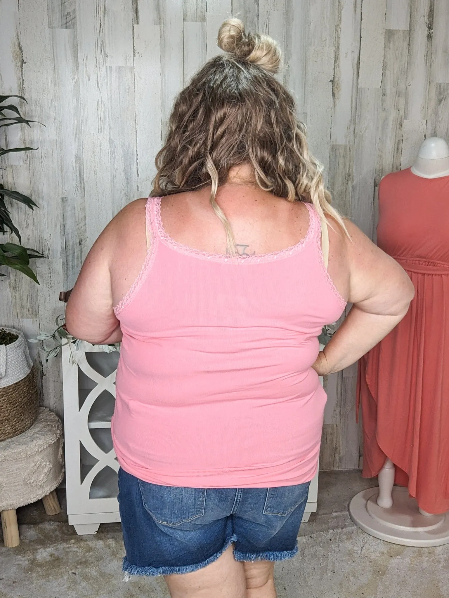 Vivette Lace Trim Ribbed Tank (8 COLORS)