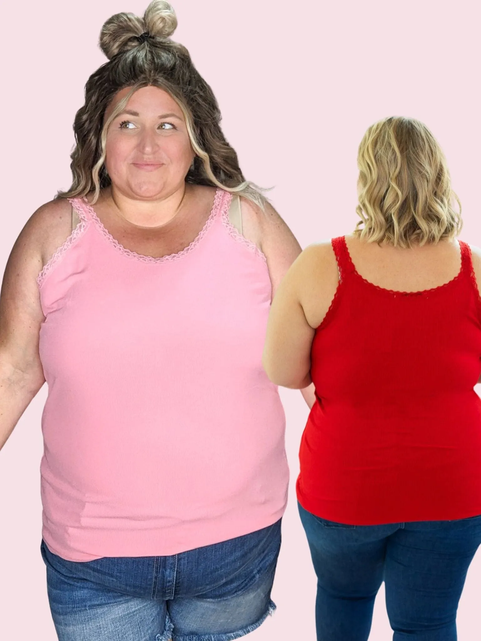 Vivette Lace Trim Ribbed Tank (8 COLORS)
