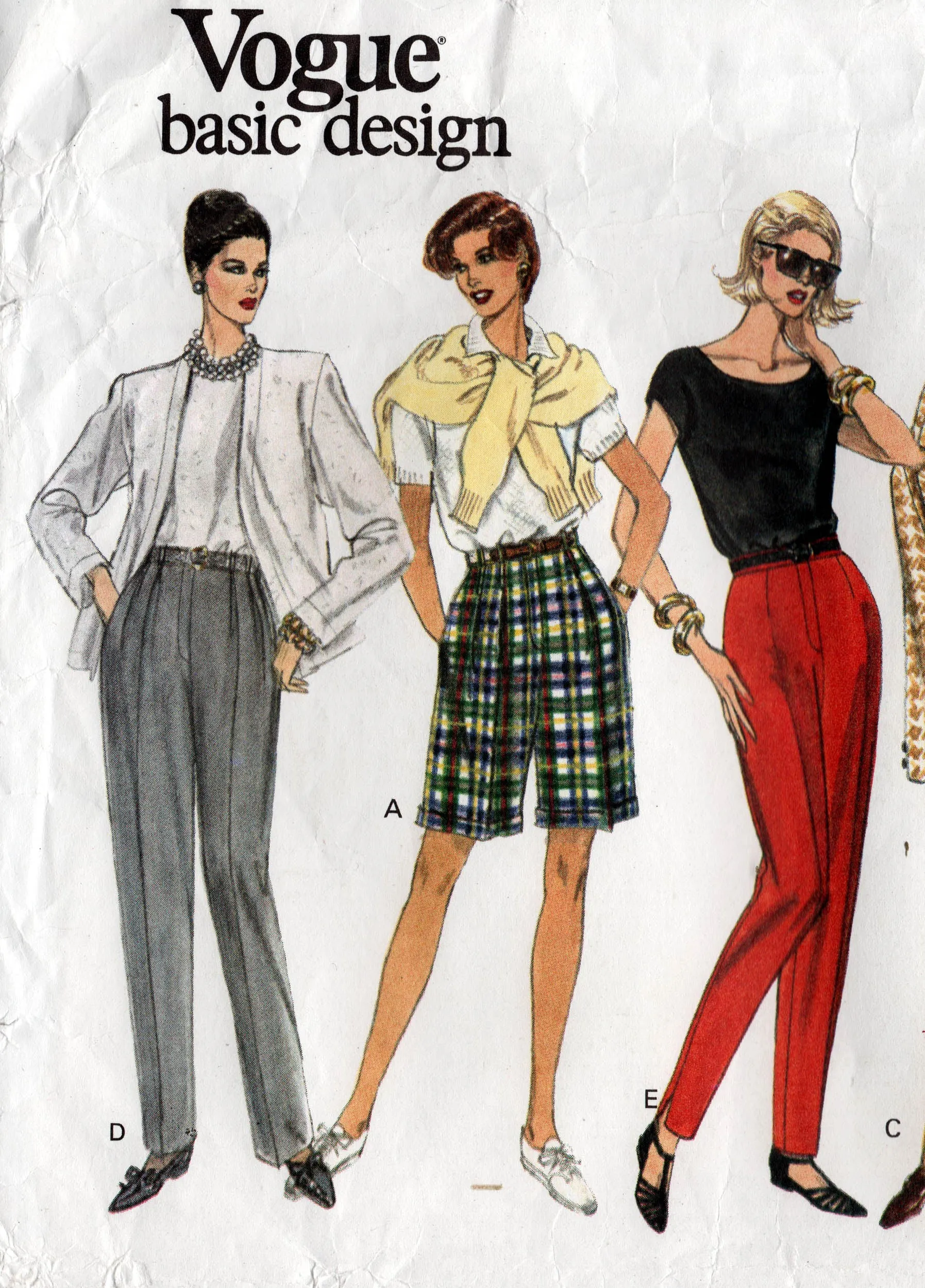 Vogue Basic Design 2946 Womens Pleated Pants & Shorts 1990s Vintage Sewing Pattern Size 8