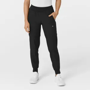W123 5555 Comfort Waist Cargo Jogger Scrub Pants Black