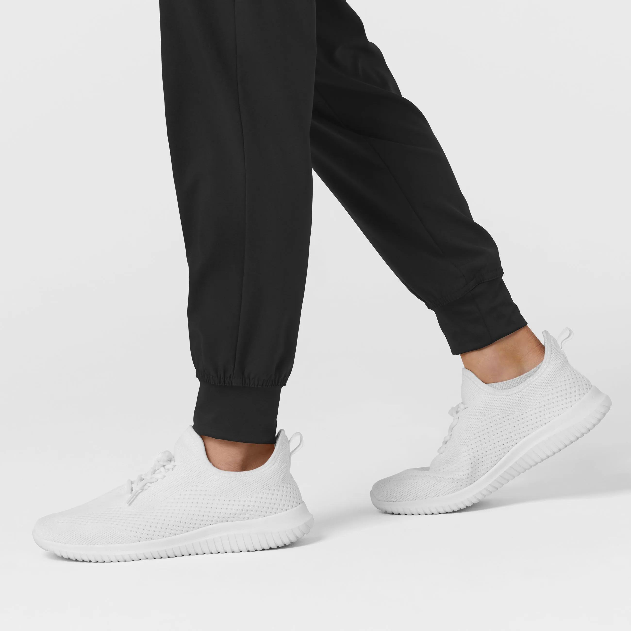 W123 5555 Comfort Waist Cargo Jogger Scrub Pants Black