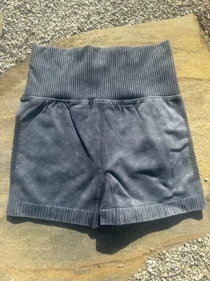 Washed Black Biker Shorts