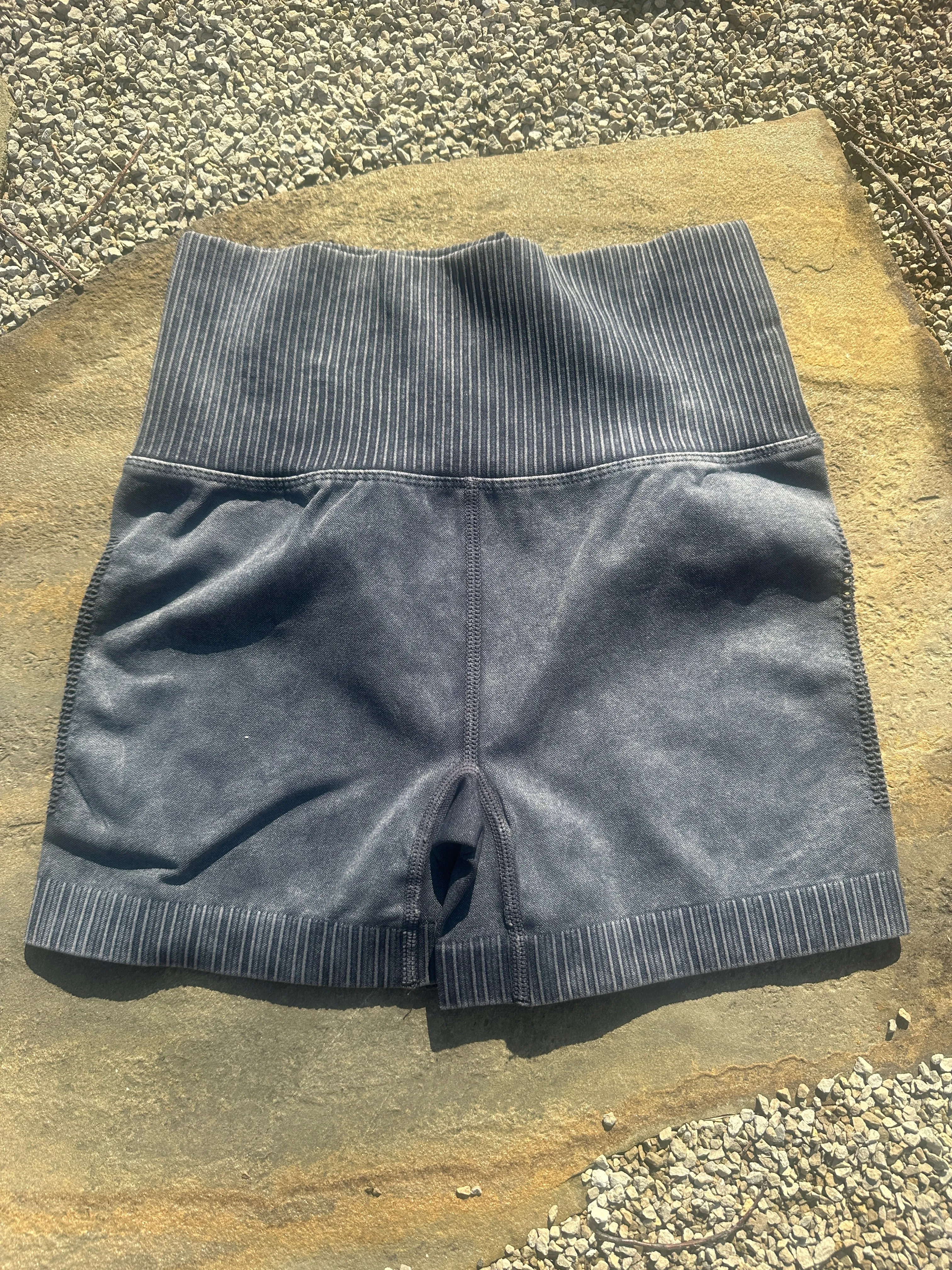 Washed Black Biker Shorts