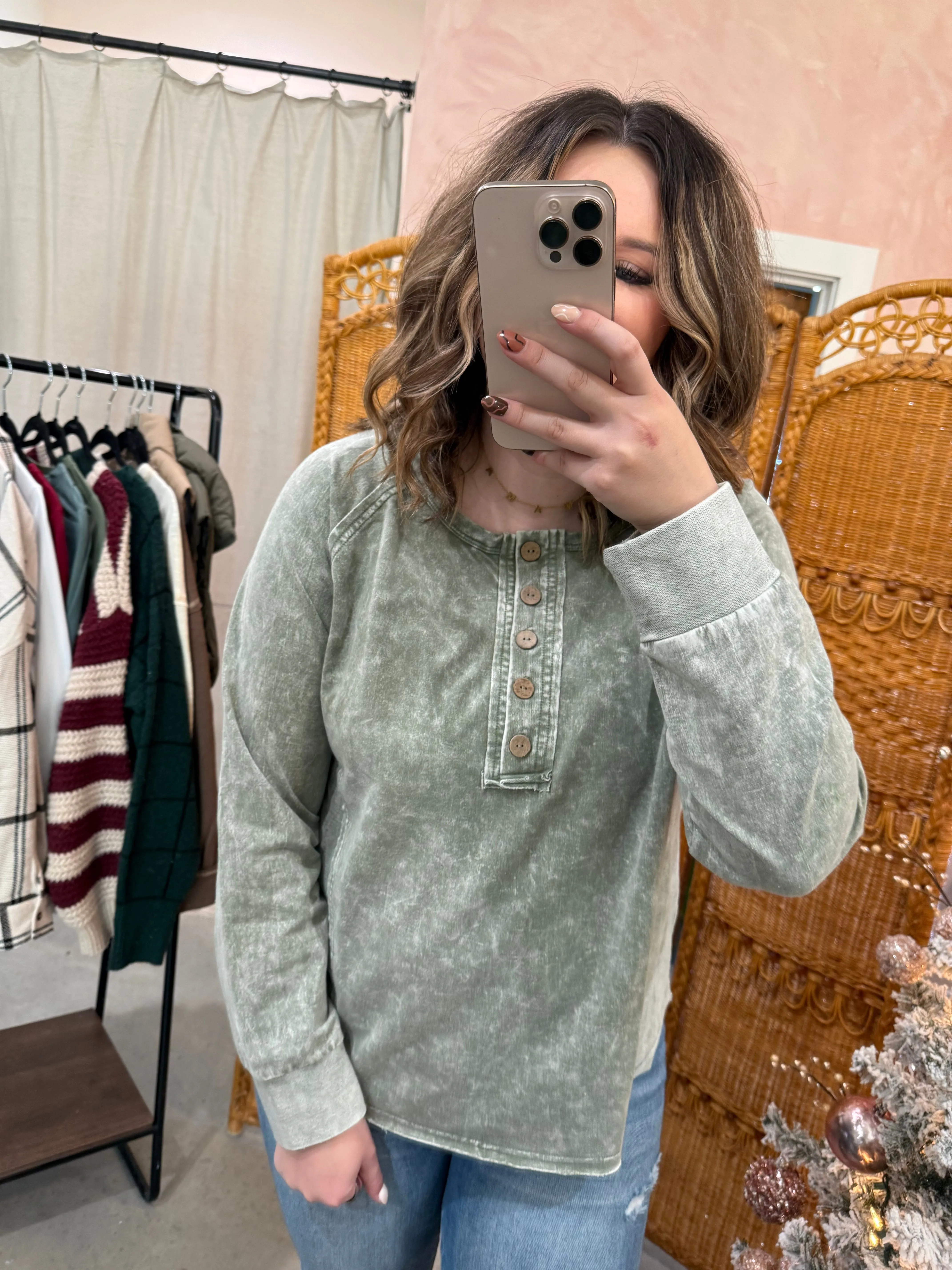 Washed Henley Top