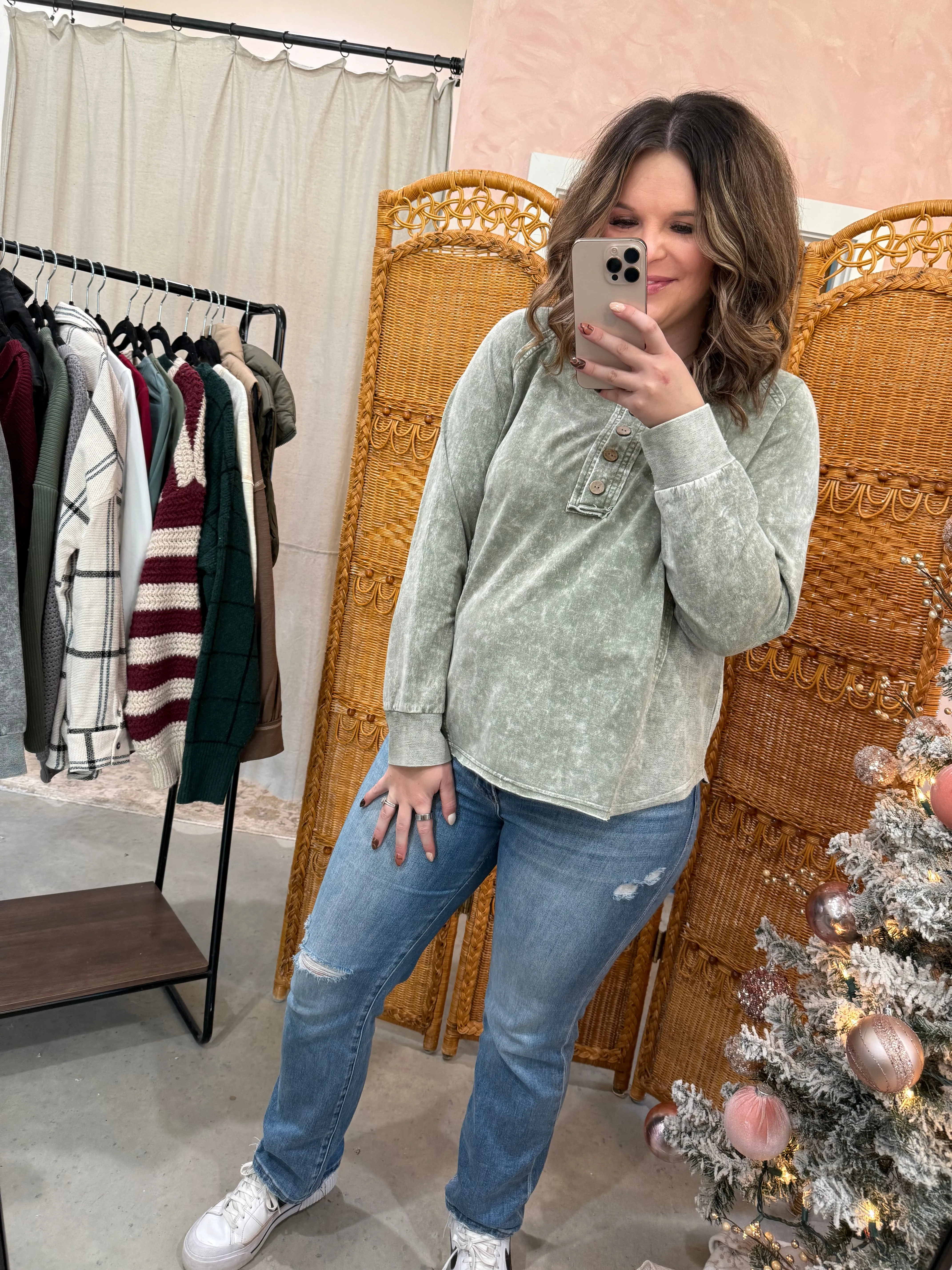 Washed Henley Top