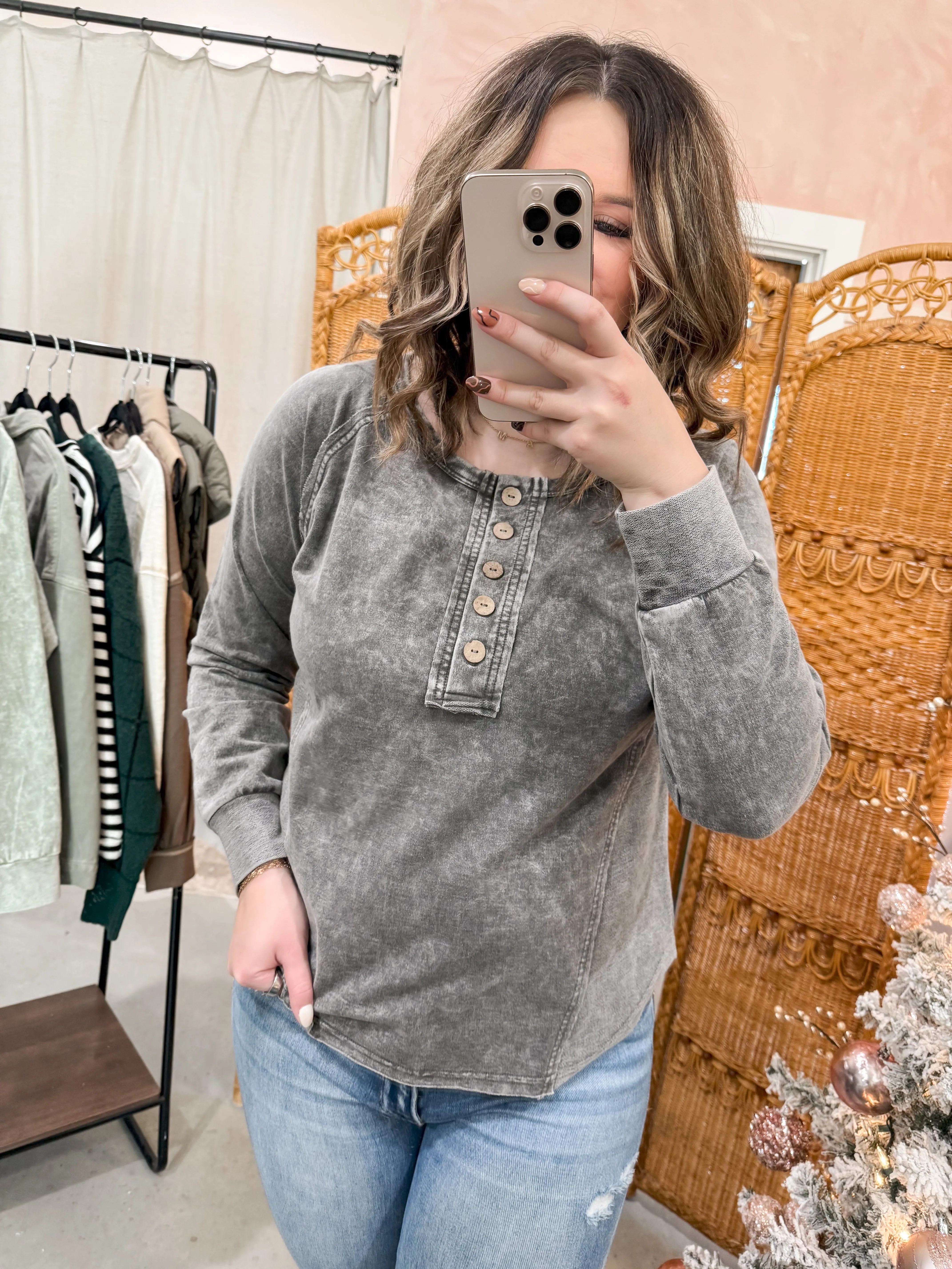 Washed Henley Top