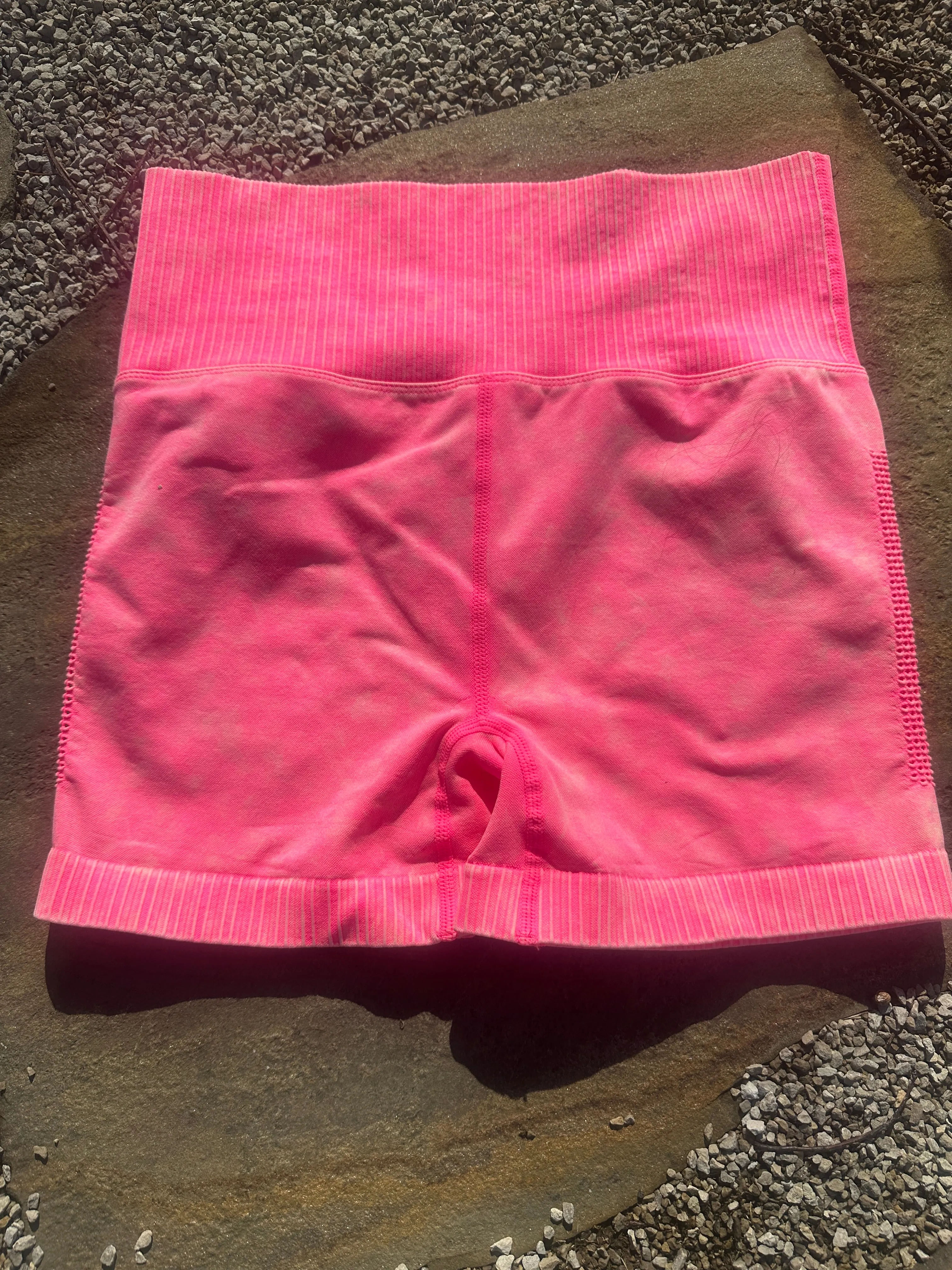 Washed Neon Pink Biker Shorts