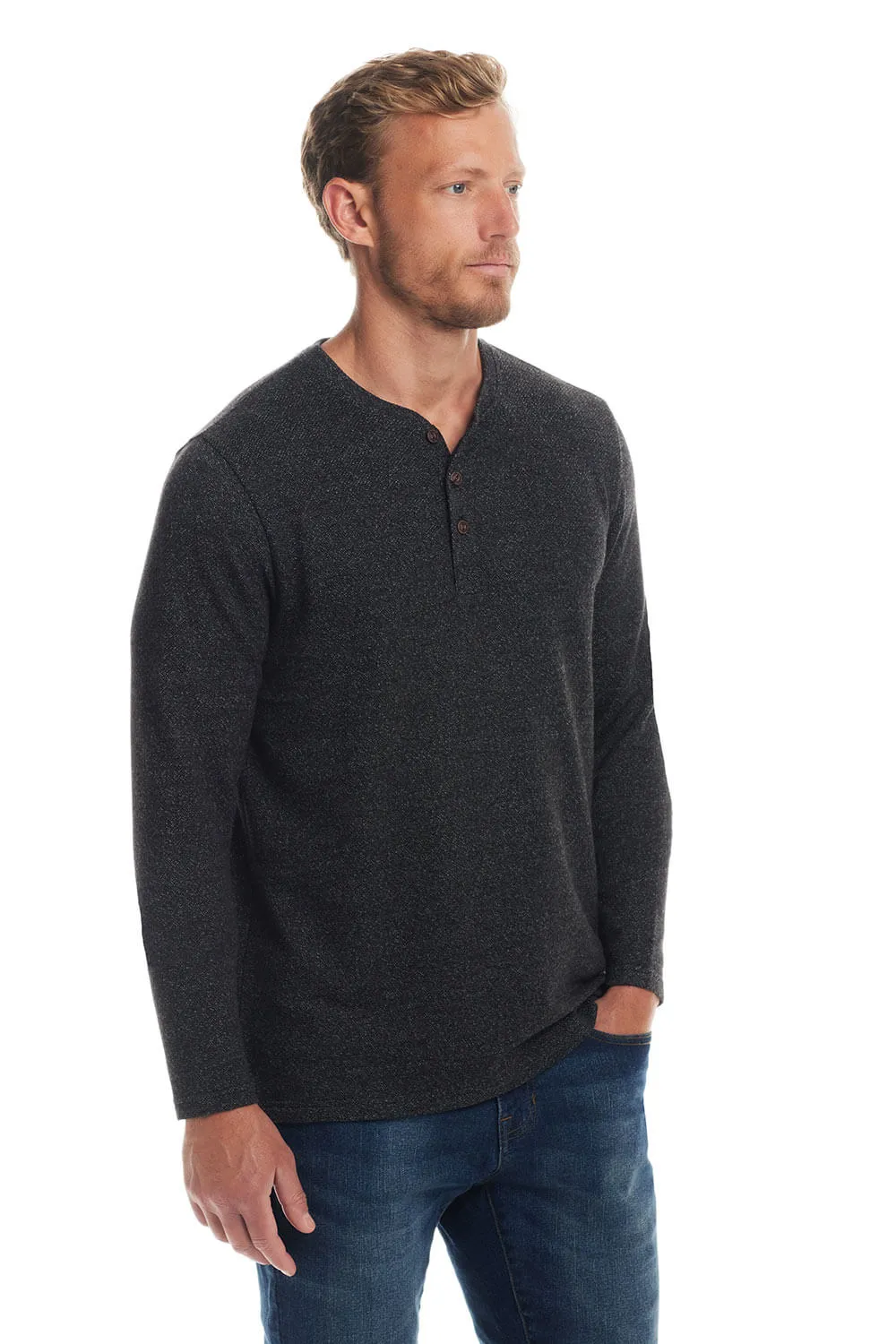 Weatherproof Vintage Speckled Henley Shirt for Men in Meteorite | F2421441GK-METEORITE