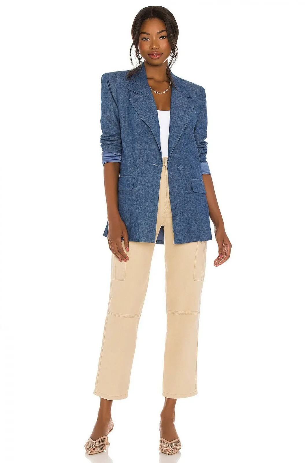 WeWoreWhat Women's High Rise Solid Rigid Denim Utility Pants