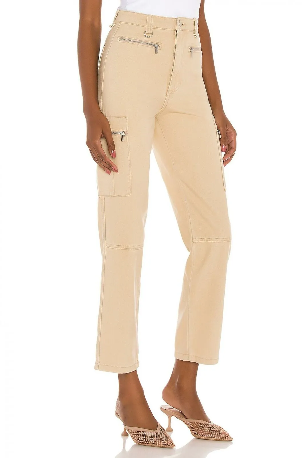 WeWoreWhat Women's High Rise Solid Rigid Denim Utility Pants