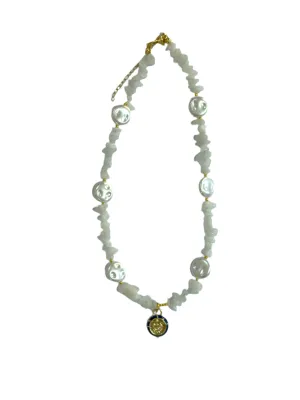 White Beaded Moon Choker