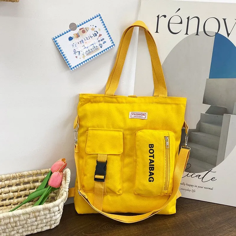 Wholesale Canvas bag women's versatile new large capacity multi-purpose schoolbag casual portable shoulder student messenger bag backpack