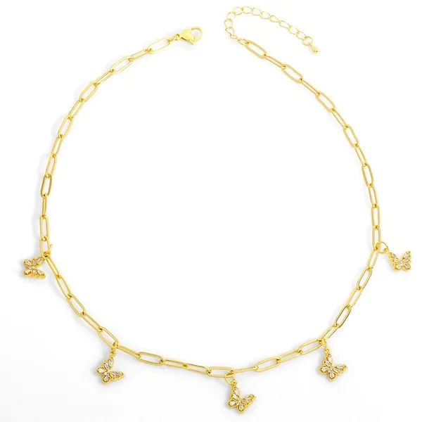 Wholesale gold copper moon Butterfly Necklaces JDC-NE-AS231