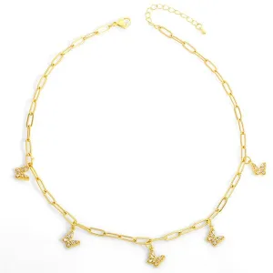 Wholesale gold copper moon Butterfly Necklaces JDC-NE-AS231