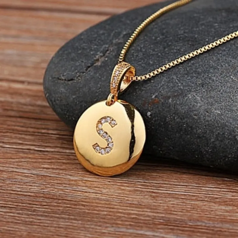 Women Customized Pendant Necklace Gold Initial Letter Jewelry