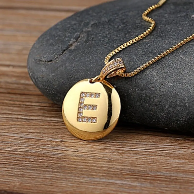 Women Customized Pendant Necklace Gold Initial Letter Jewelry