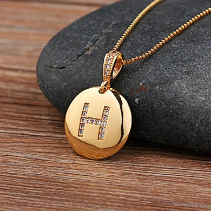 Women Customized Pendant Necklace Gold Initial Letter Jewelry