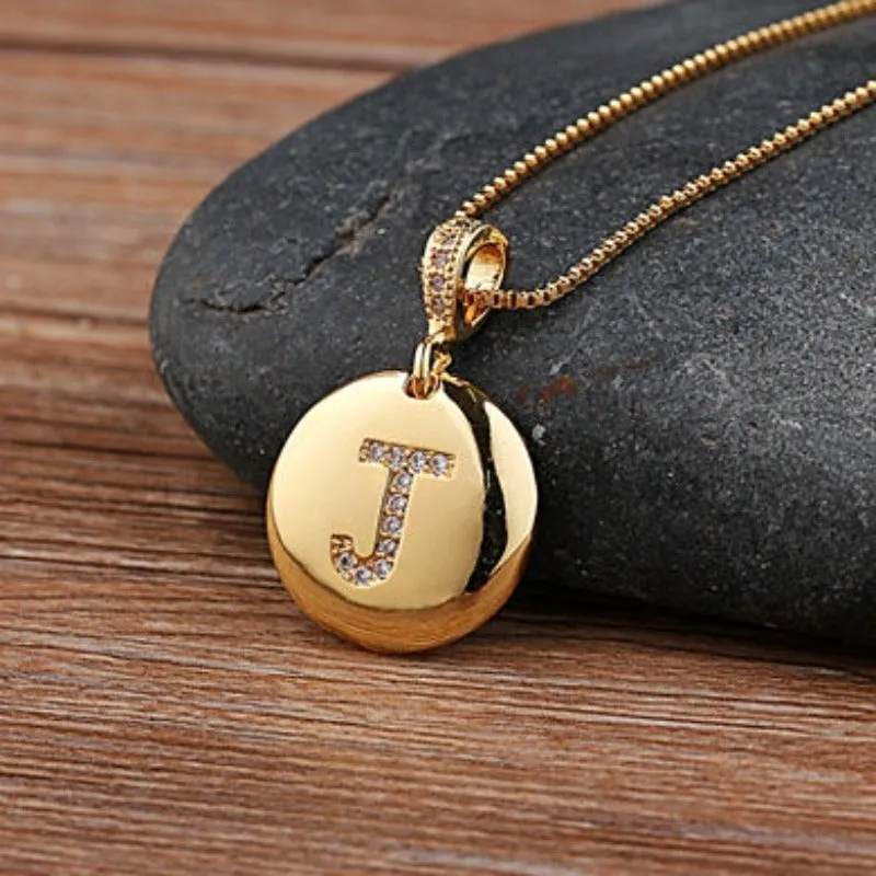 Women Customized Pendant Necklace Gold Initial Letter Jewelry