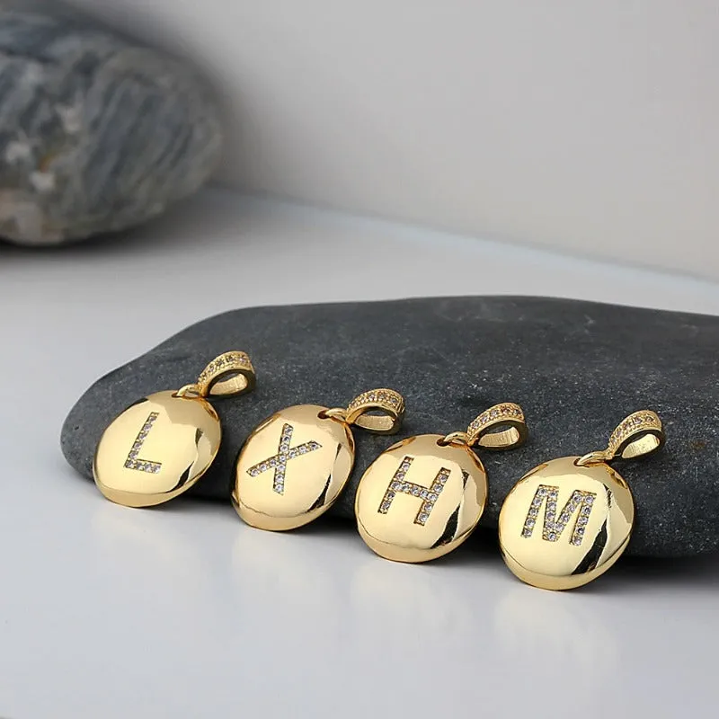 Women Customized Pendant Necklace Gold Initial Letter Jewelry