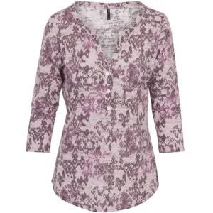 Women's Printed Burnout Henley 3/4-Sleeve Top - Plus Size - NRL2612P