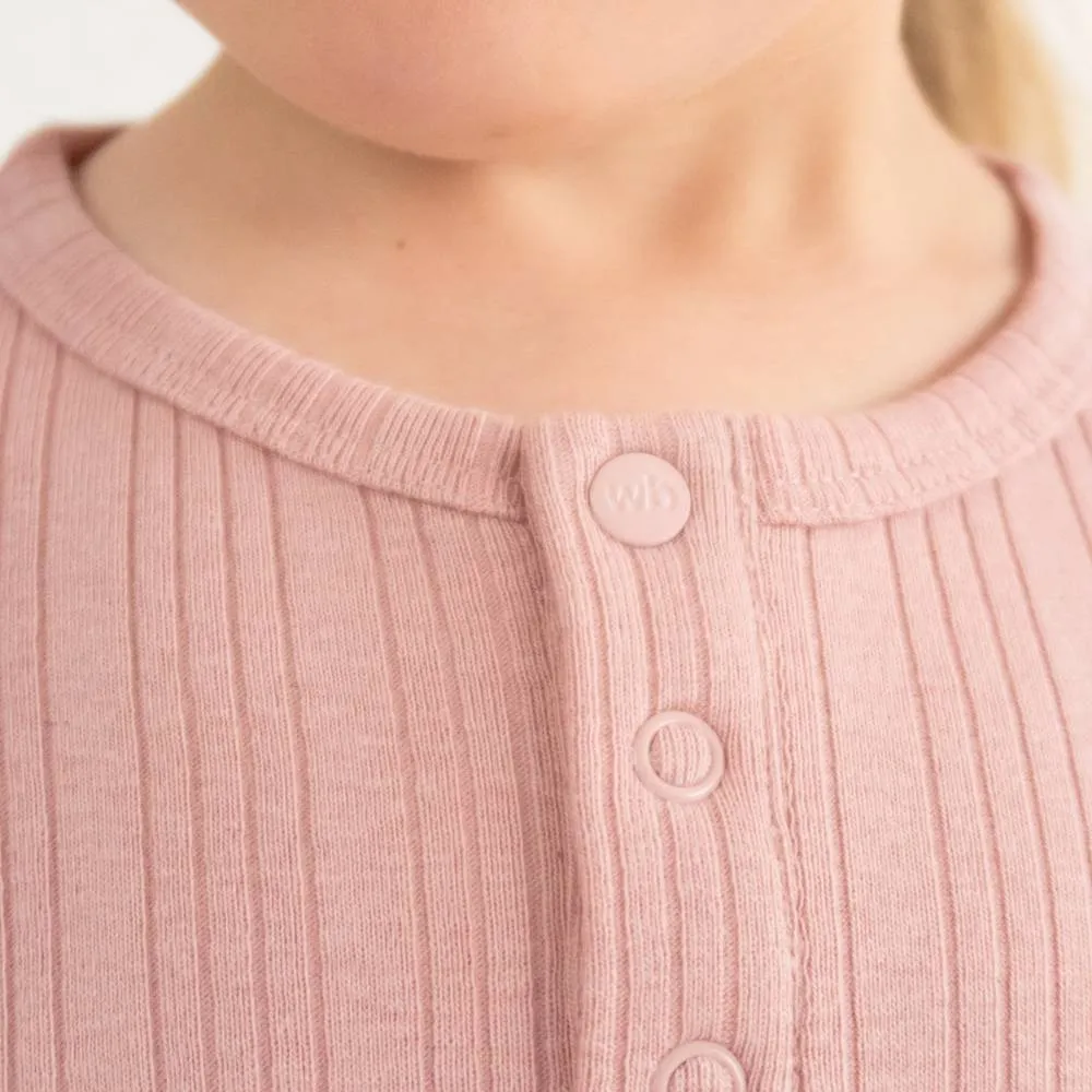 Woolbabe Organic Cotton/Merino Long Sleeve Henley Top - Dusk Marl