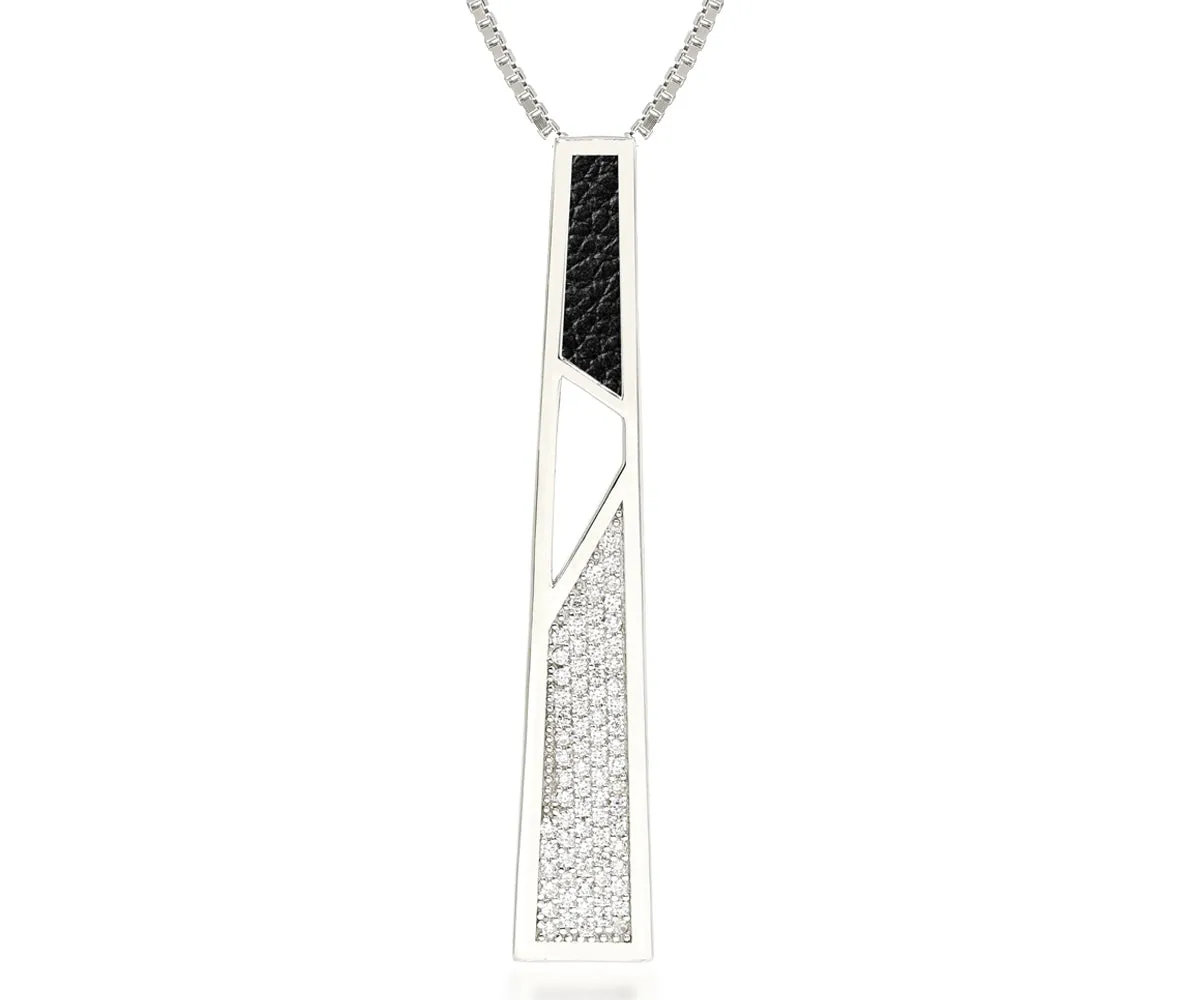 XLarge Geometric Leather Inlay Crystal Necklace