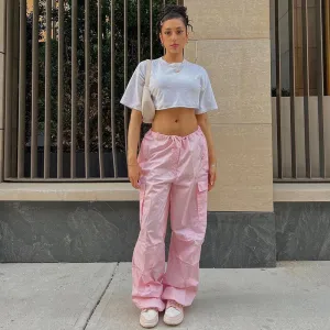 Y2K Clothing Oversized Plus Size Low Waist Parachute Loose Baggy Sweatpants Trousers Women Jogger Cargo Pants Streetwear Outfits