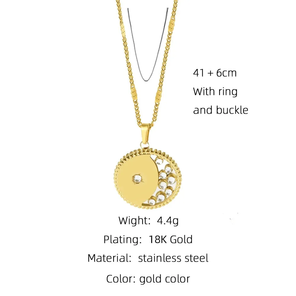 YA-CHAN Celestial Gold Necklaces - Heart, Moon, Star Pendants Jewelry