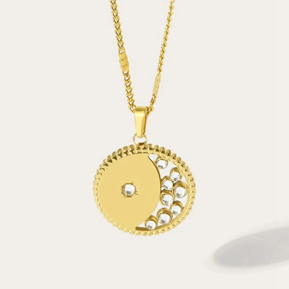 YA-CHAN Celestial Gold Necklaces - Heart, Moon, Star Pendants Jewelry