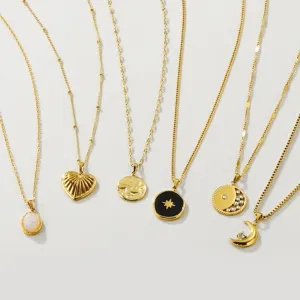 YA-CHAN Celestial Gold Necklaces - Heart, Moon, Star Pendants Jewelry