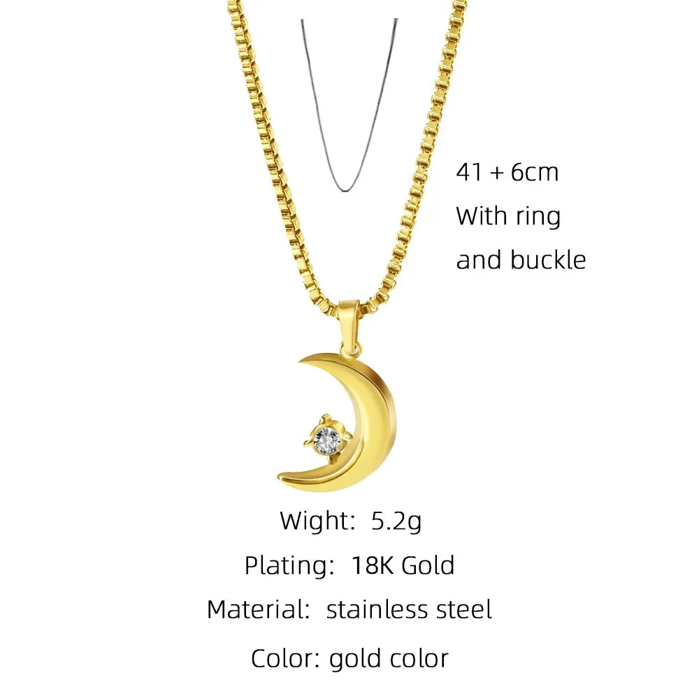 YA-CHAN Celestial Gold Necklaces - Heart, Moon, Star Pendants Jewelry