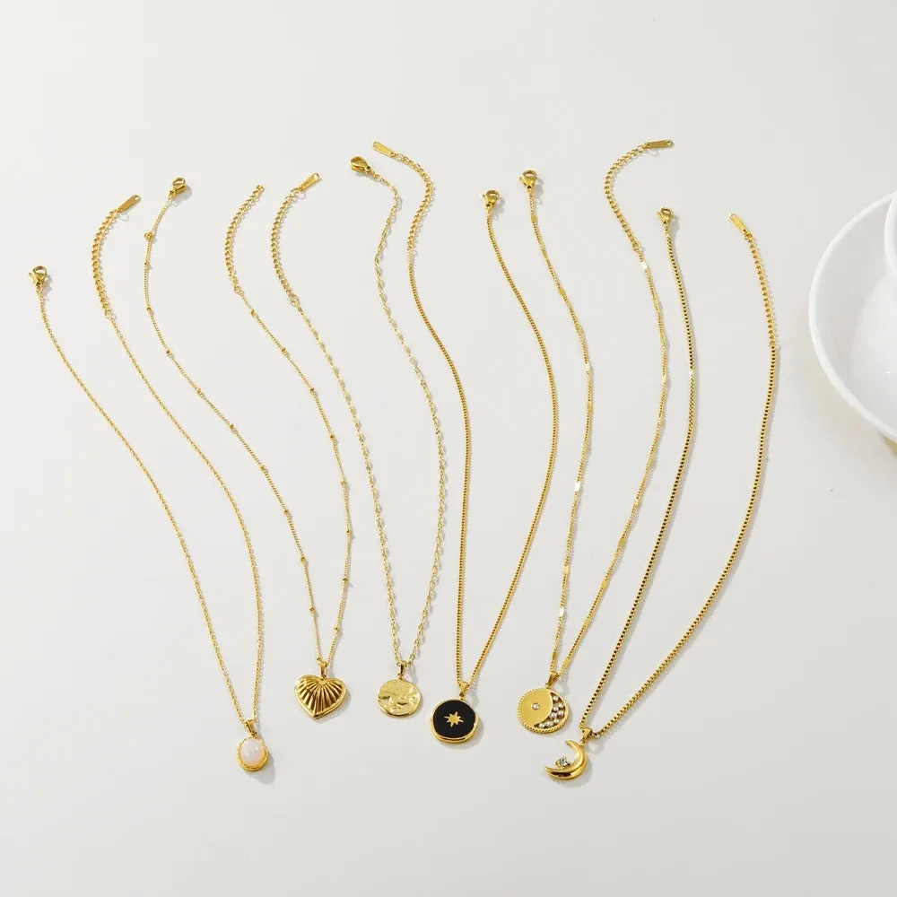 YA-CHAN Celestial Gold Necklaces - Heart, Moon, Star Pendants Jewelry