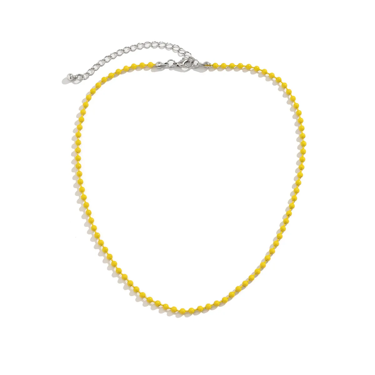 Yellow Enamel & Silver-Plated Bead Chain Necklace