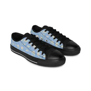 Yellow Flower Blue Background Women's Sneakers