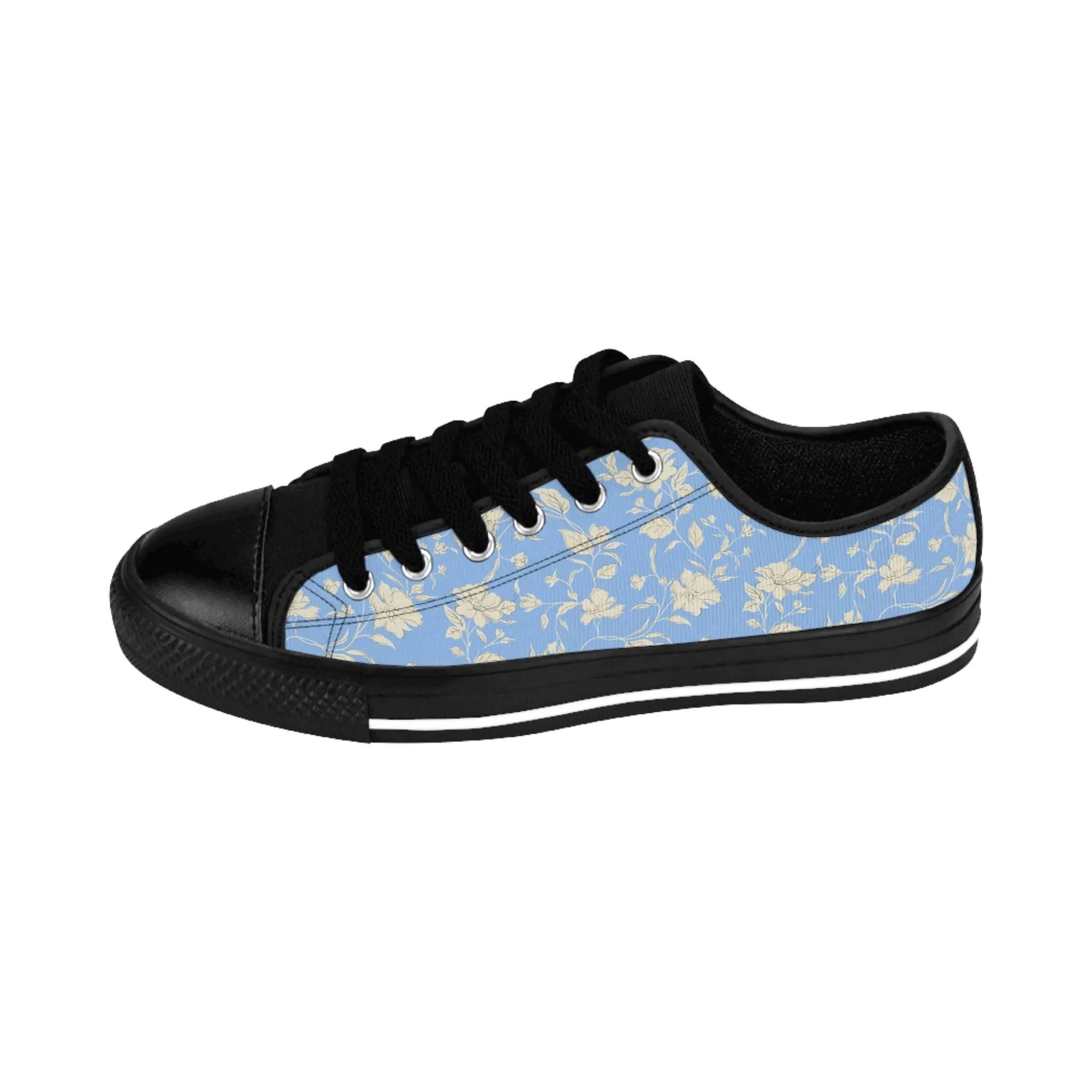 Yellow Flower Blue Background Women's Sneakers